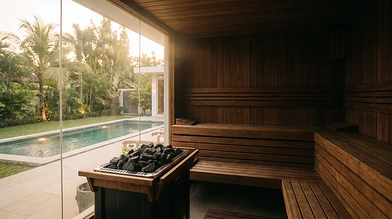 Sauna 10 orang — Indoor villa & boutique — cedar dengan kaca panorama