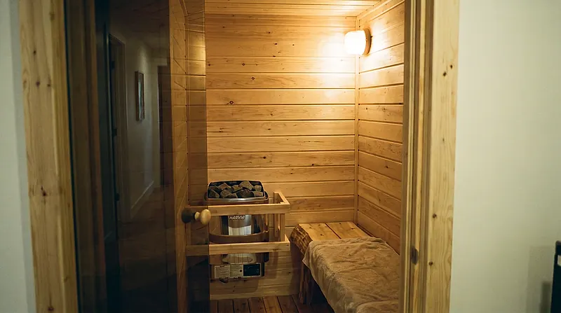 Sauna 2 orang — Built-in kamar mandi/apartemen — format paling ringkas