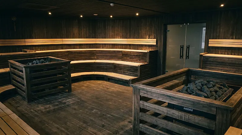 Sauna klub 20 orang — Aula panas dua heater — hotel, spa, dan gym skala besar