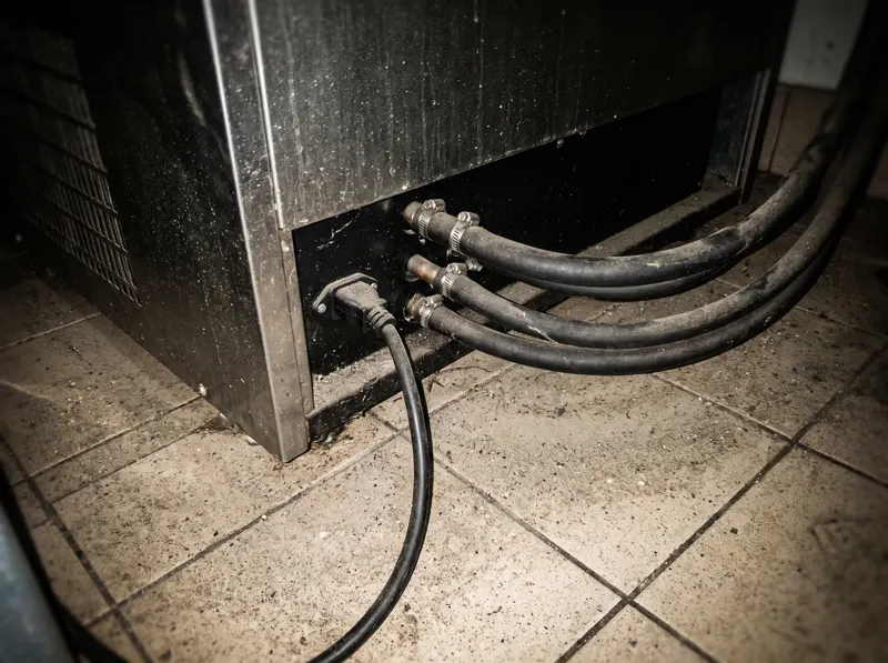 Selang dan kabel rapi di belakang unit chiller